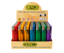 GSD Electronic Refillable Translucent Lighter | Pack of 50