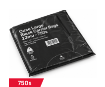 Ouse Large Black Carrier Bags 23mu - 750s