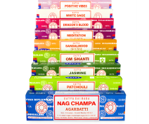Satya Nag Champa Box Of 12 Agarbatti Hand Rolled Incense 35 Mixed Scents Vegan-Spicy Patchouli