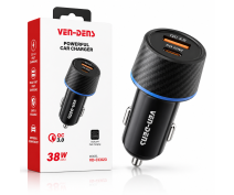 VEN-DENS Mobile Accessories – Chargers, Data Cables, Wired Headphones &amp; Wireless Earbuds-38W Dual USB-C Car Charger – CC023
