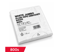 White Jumbo Plain HDPE Embossed Bags - 800s (13" x 19" x 23")